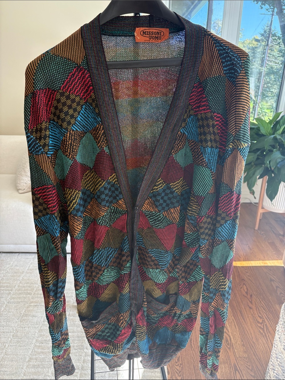 Multicolor Patchwork Knit Cardigan - Men's